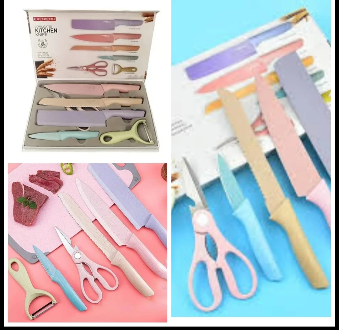 SET CUCHILLO COLOR PASTEL CON TABLA